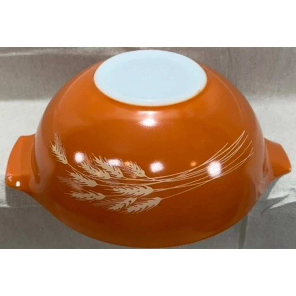 Vintage Pyrex Autumn Harvest Orange Wheat Cinderella Mixing Bowl 2.5 Qt 443